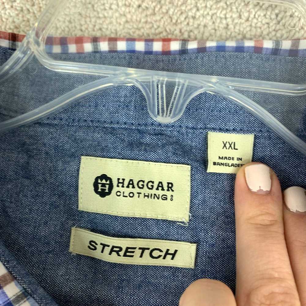 Haggar Haggar Clothing Stretch Button-Up Shirt Me… - image 3