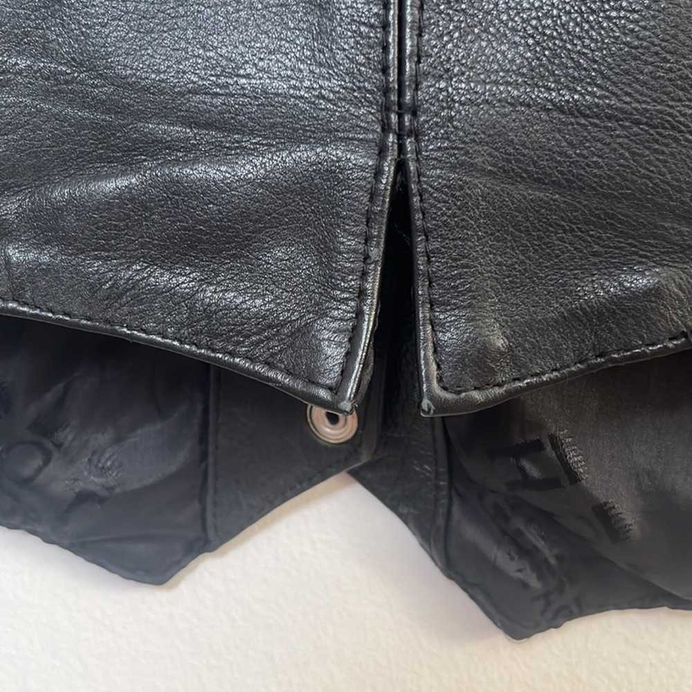 Vintage Black Leather Biker Vest Large - image 6