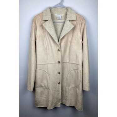 CAbi faux suede sherpa lined cream jacket - image 1