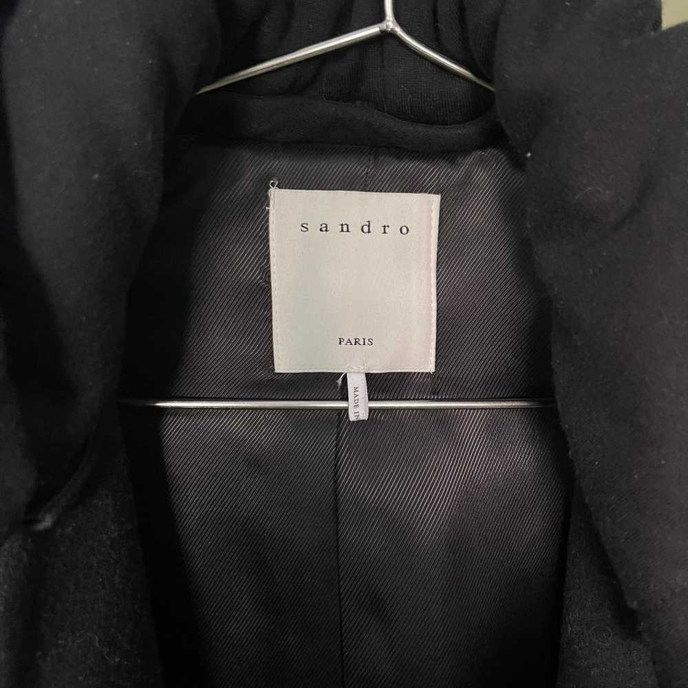 sandro black wool long coat - image 3