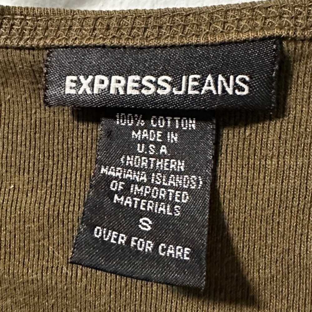Y2K Vintage Express Jeans Olive Green Shirt U-Nec… - image 11