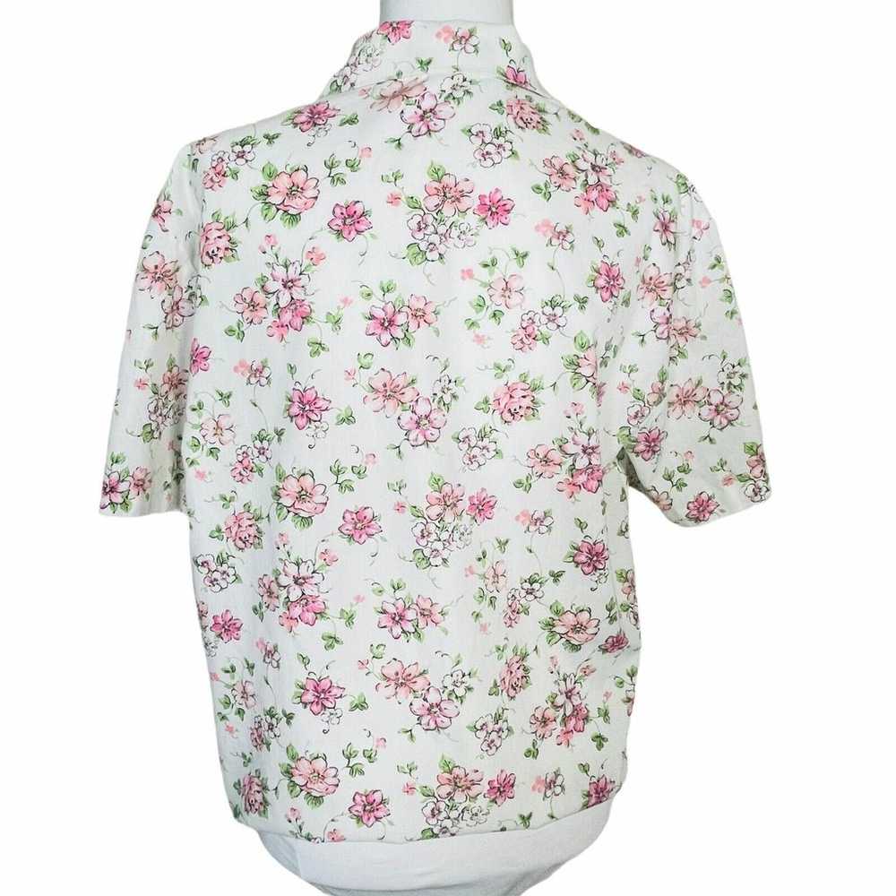 Vintage Blair Floral Pink Button Up Shirt Small - image 4