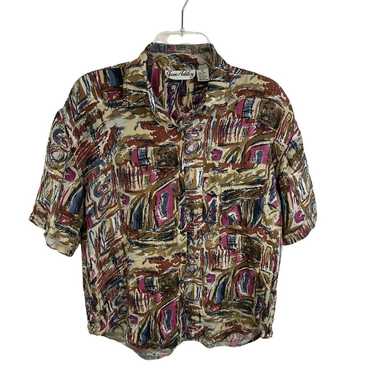 Vintage Jane Ashley Silk Button Up Shirt Art To W… - image 1