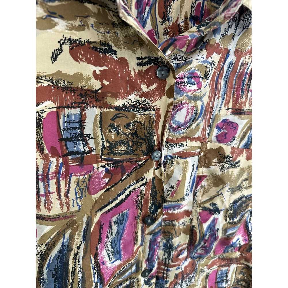 Vintage Jane Ashley Silk Button Up Shirt Art To W… - image 8