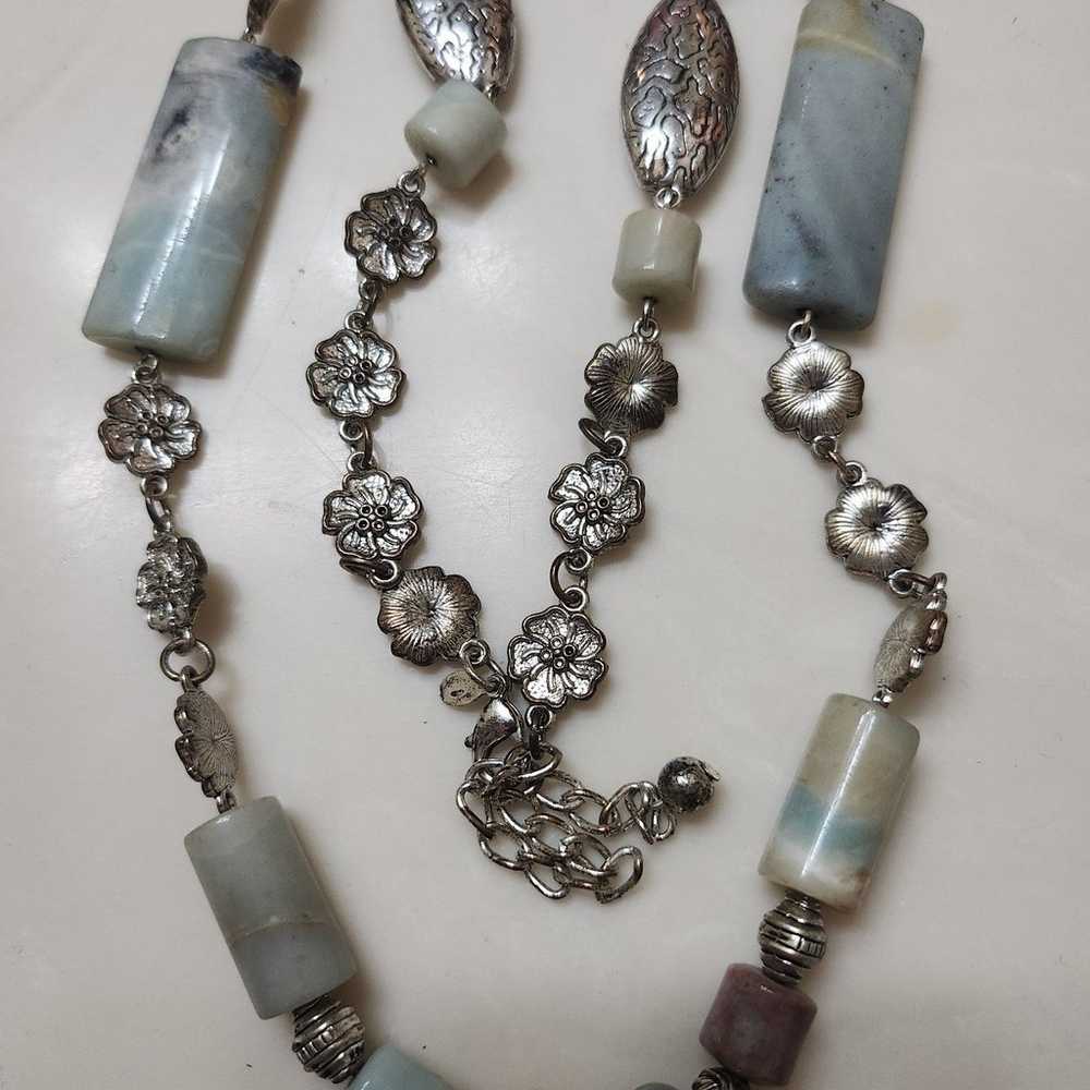 Premier natural stone necklace vintage 18 in - image 1