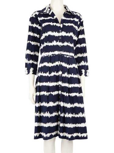 Samantha Sung Blue Stripe Pleated Midi Dress - image 1