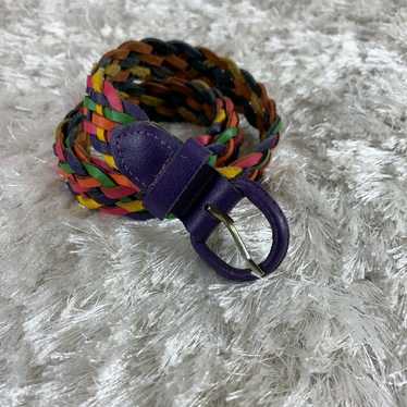 Multicolor Bright Braided Leather Belt Large