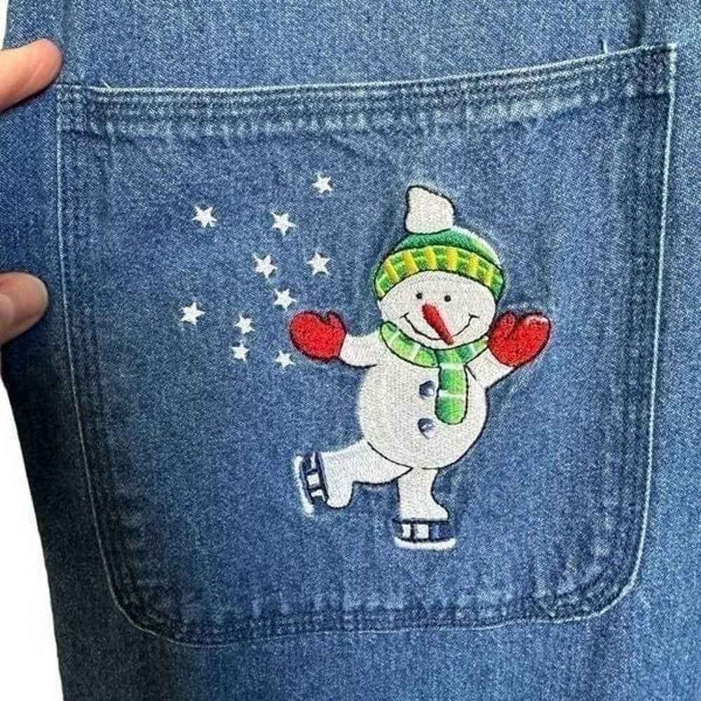 Vintage 90s Embroidered Ice Skating Snowmen Butto… - image 6