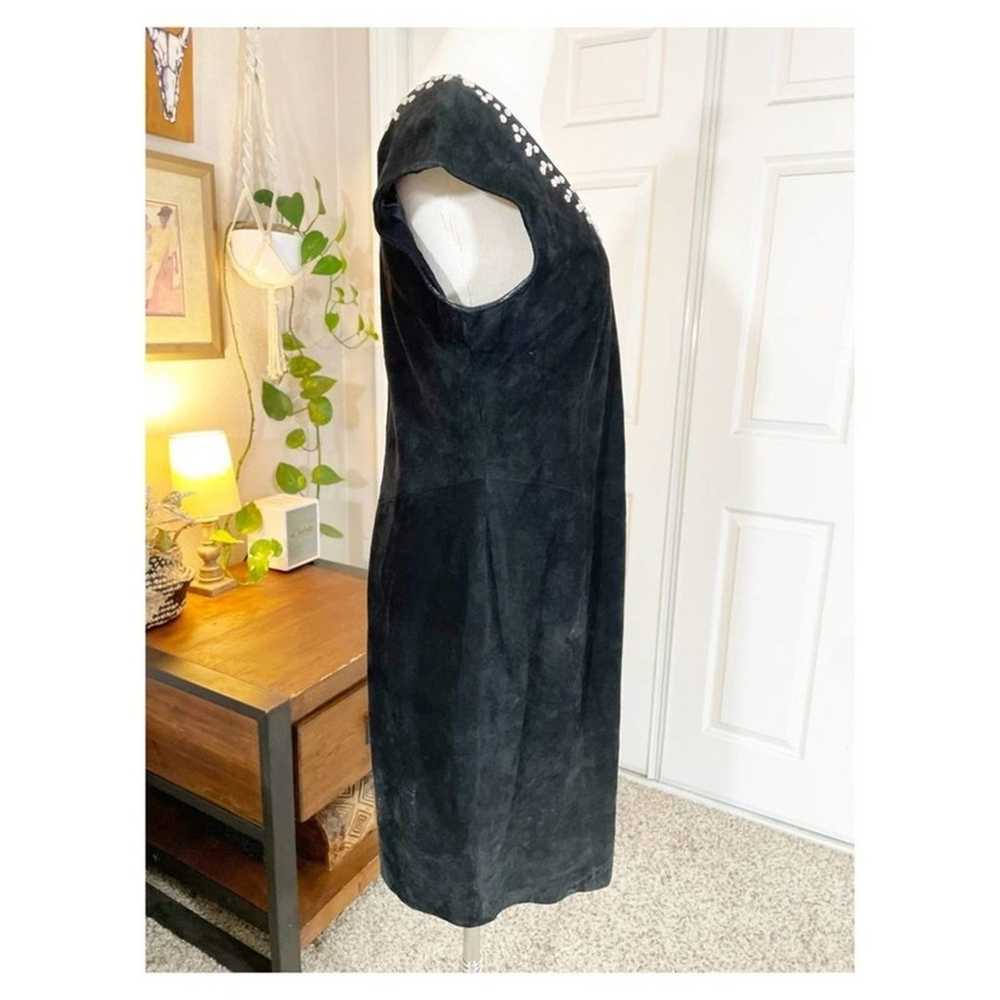 Vintage 1990's Danier Black Suede Mid Length Dres… - image 6
