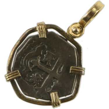 14K Spanish Cob 1700's Coin Pendant Yellow Gold [C