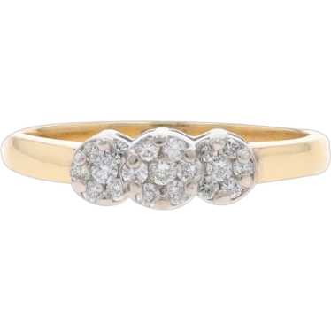 Yellow Gold Diamond Cluster Engagament Ring - 14k 
