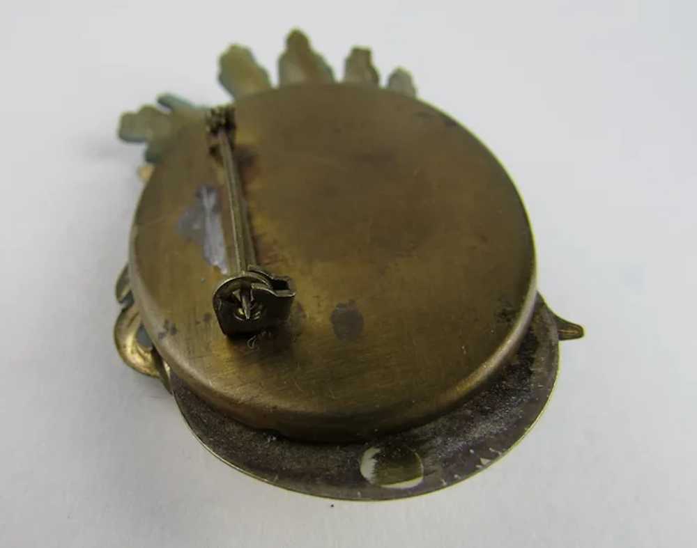 Vintage Collage Pin With Clock Face and Fabulous … - image 3