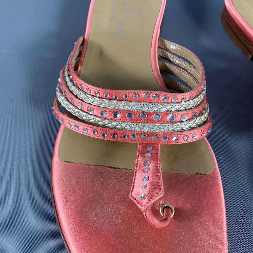 Valentino Pink Silver Silk Rhinestones Thong Flats - image 8