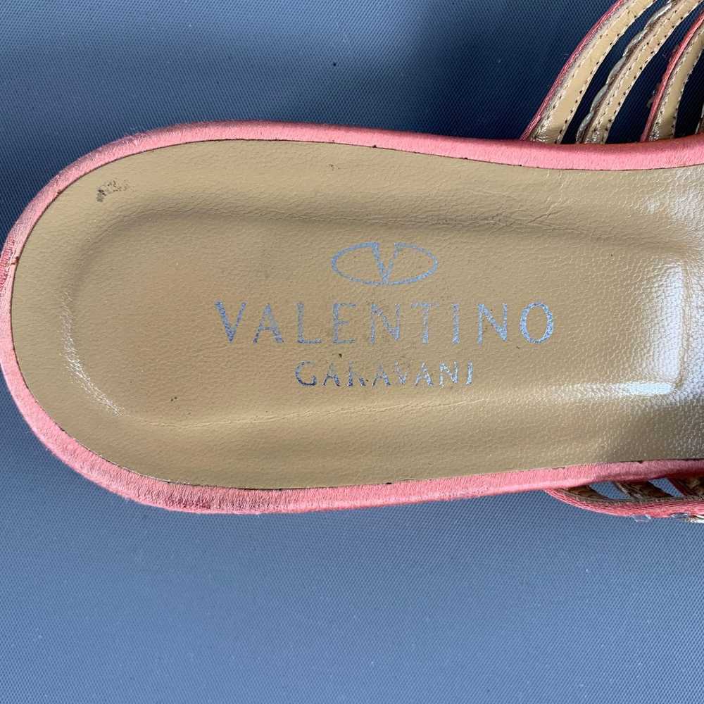 Valentino Pink Silver Silk Rhinestones Thong Flats - image 9