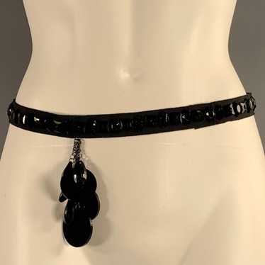 Vintage Waist Black Beaded Belt - image 1