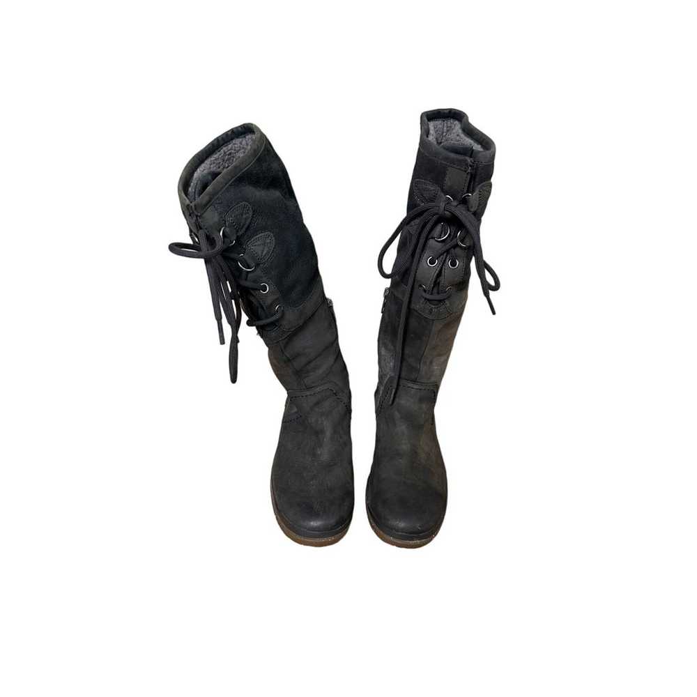 UGG Elsa Black Leather Comfort Tall Boots Womens … - image 1