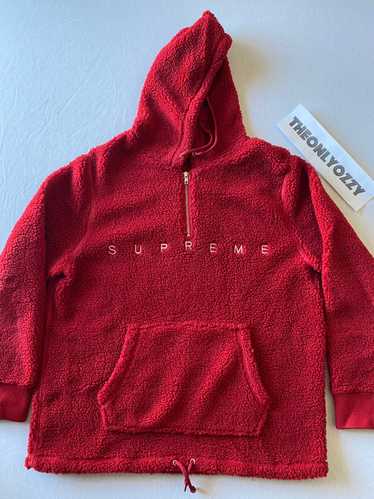 Supreme Supreme Hooded Half Zip Sweater Red Sherpa