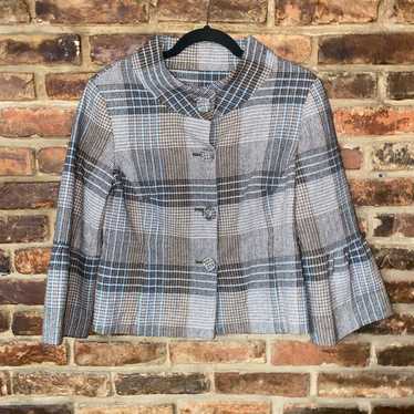 Other LAL Live A little Plaid Bell Sleeve Wool Ble