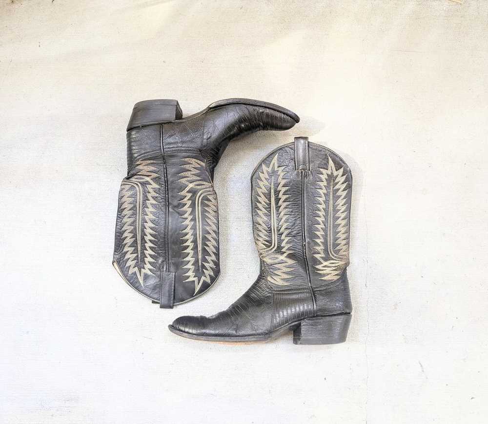Rare × Streetwear × Vintage Lizard Cowboy Boots B… - image 1