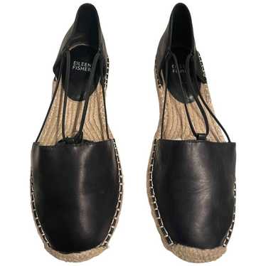 Eileen Fisher D'Orsay Espadrille Leather Flats Si… - image 1