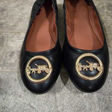 Coach Black Carriage Leather Flats 6.5/7 - image 1