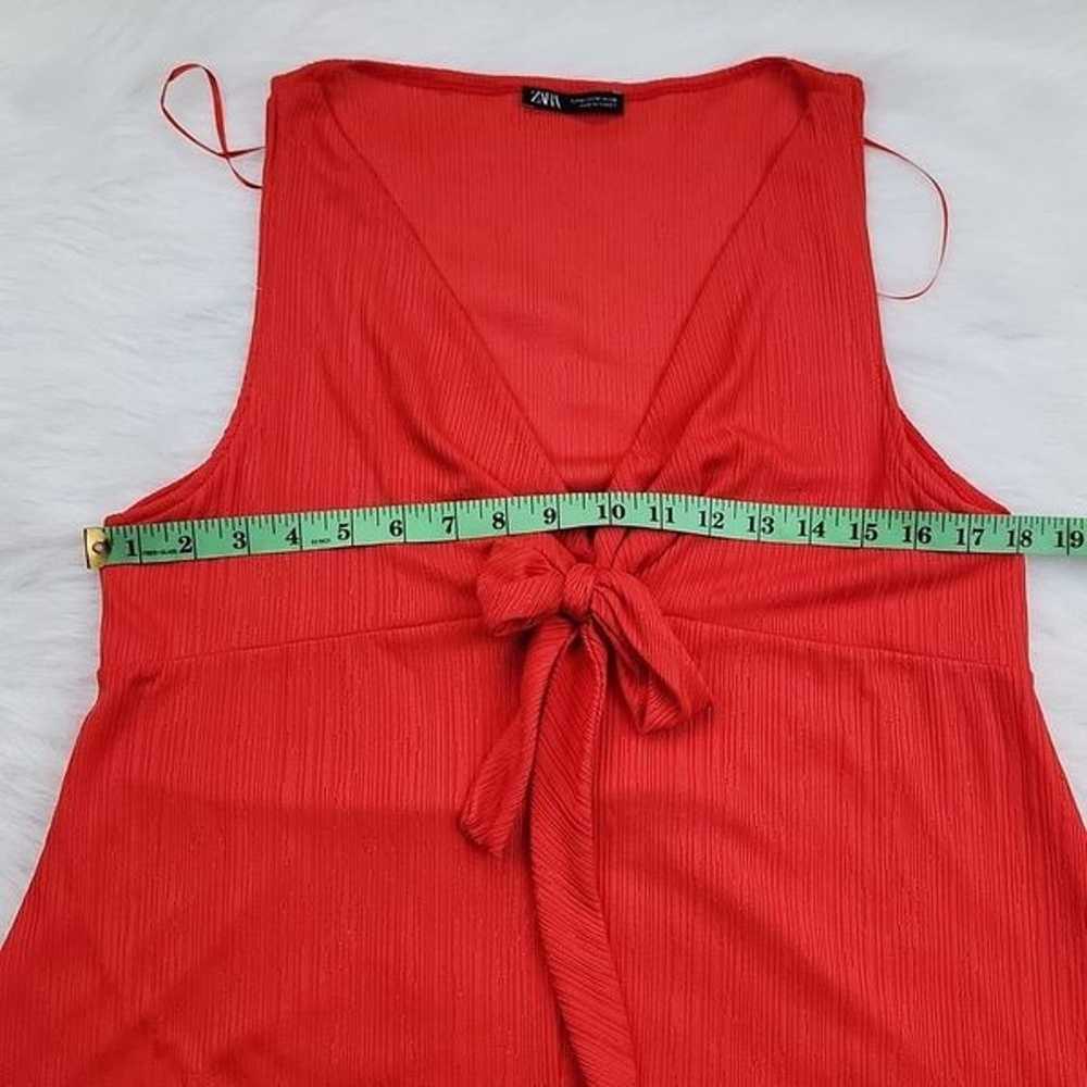 NEW Zara Sleeveless Front Knot Dress in Red Medium - image 4