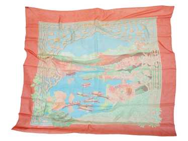 Peach & Multicolor Hermes Le Fleuve Sacre Motif S… - image 1