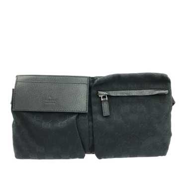 Black Gucci GG Canvas Double Pocket Belt Bag