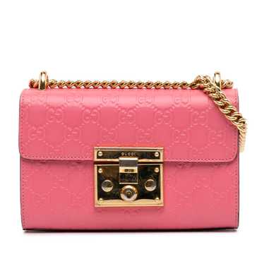 Pink Gucci Small Guccissima Padlock Crossbody Bag