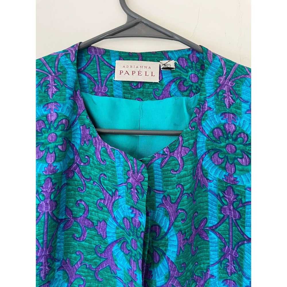 Vintage 80's Adriana Papell 100% silk blouse sz M - image 10
