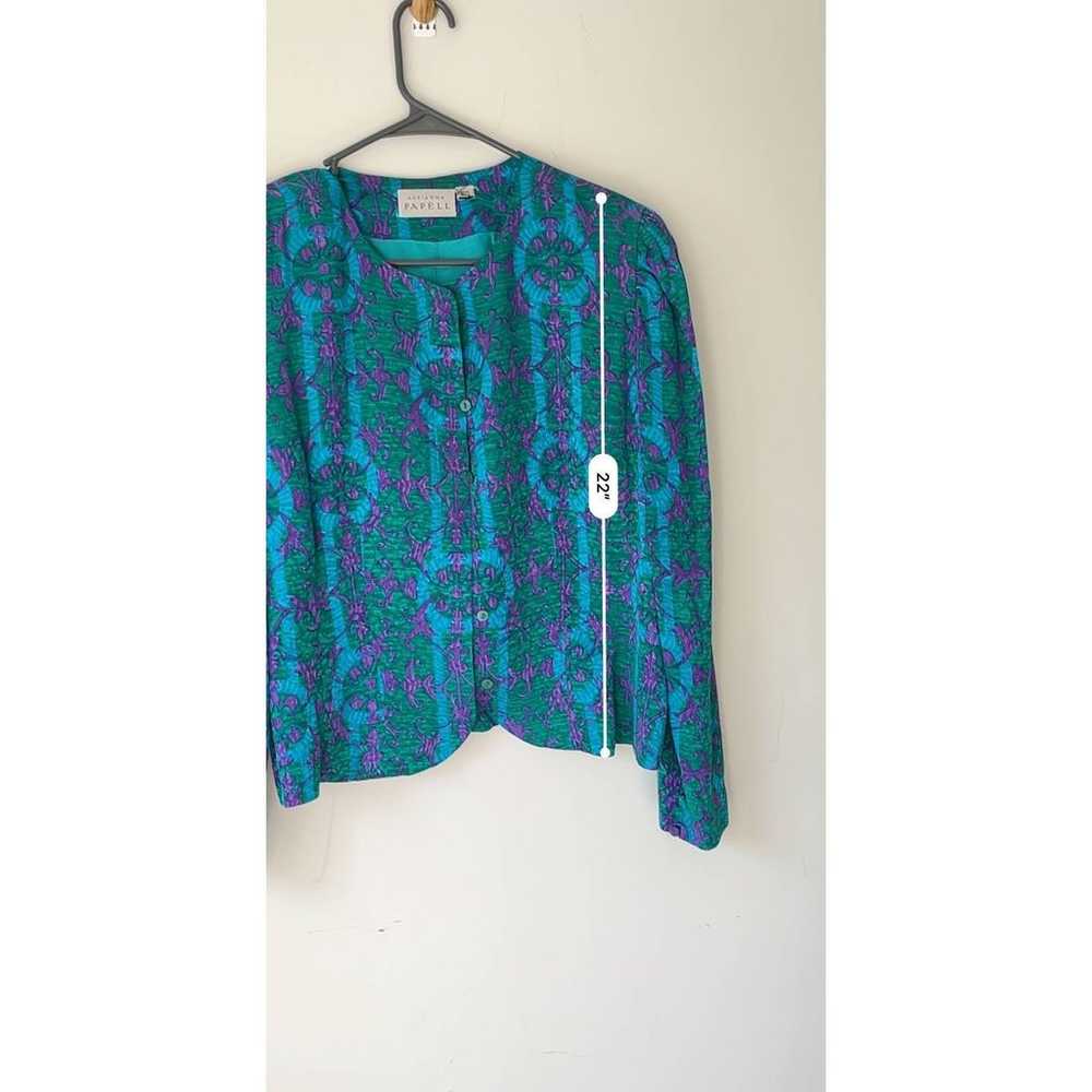 Vintage 80's Adriana Papell 100% silk blouse sz M - image 4