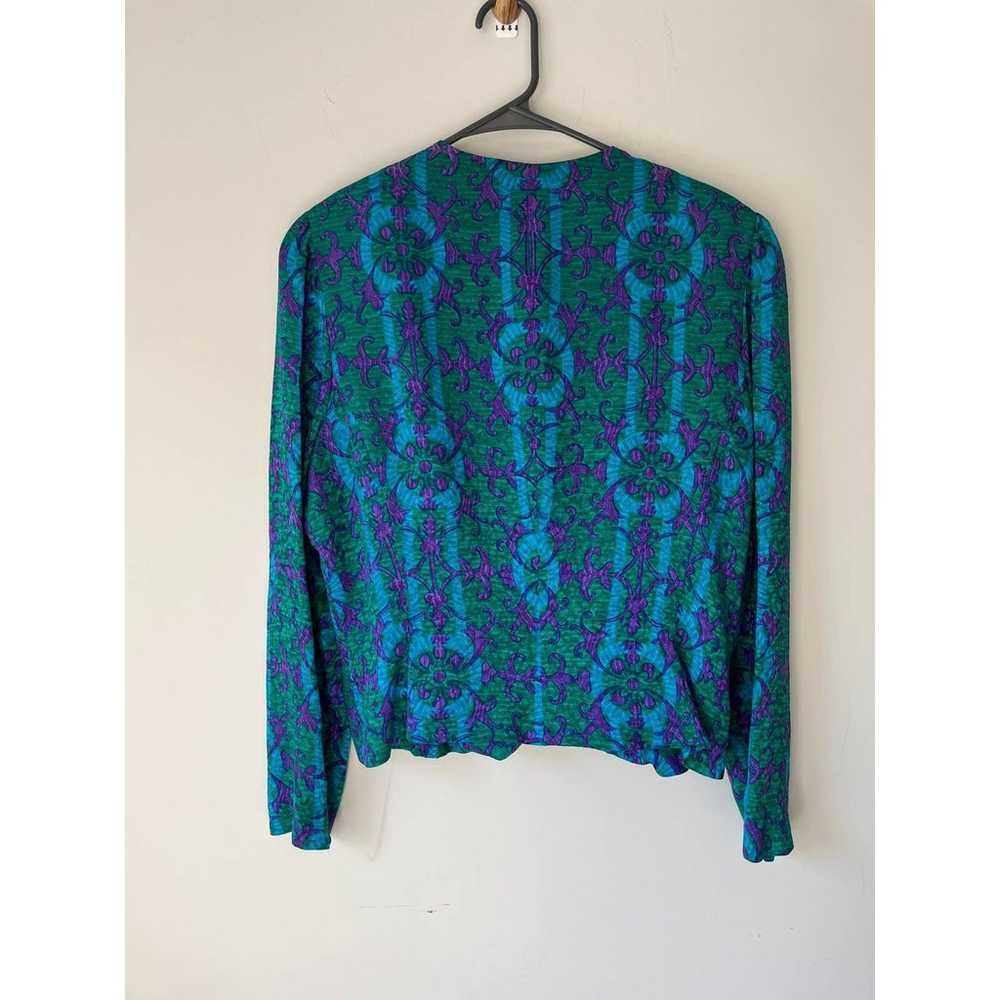 Vintage 80's Adriana Papell 100% silk blouse sz M - image 5