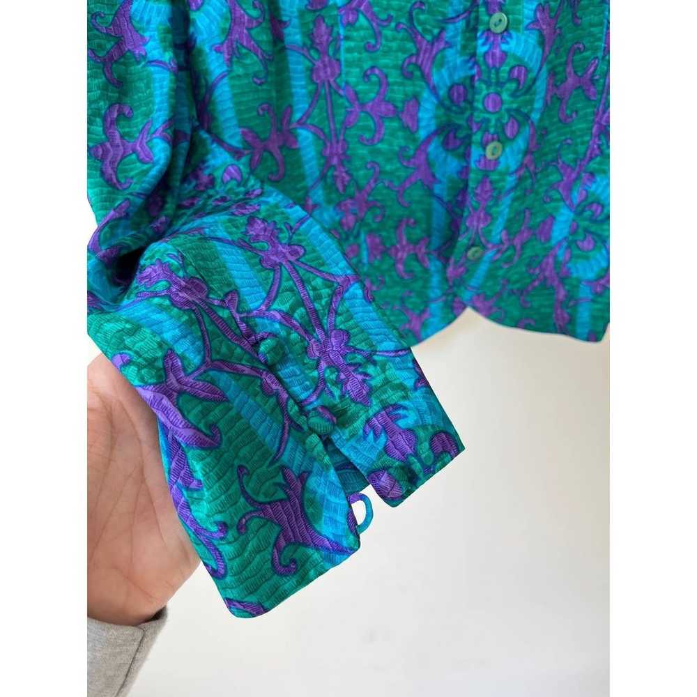 Vintage 80's Adriana Papell 100% silk blouse sz M - image 8