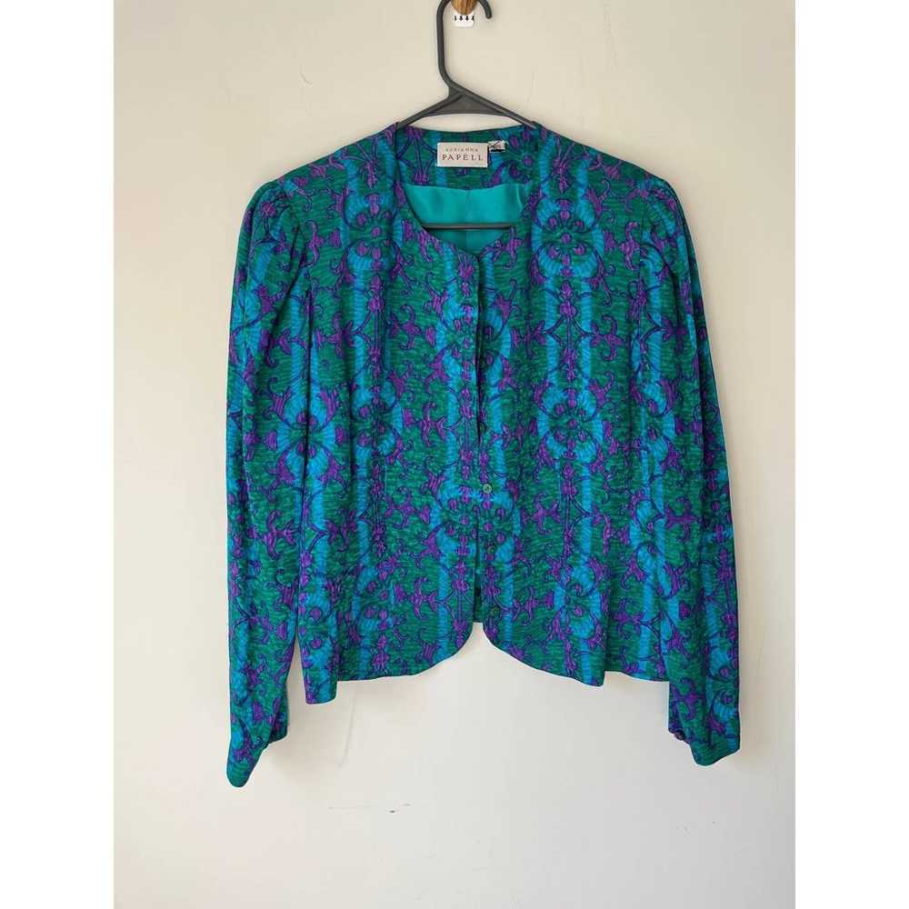 Vintage 80's Adriana Papell 100% silk blouse sz M - image 9