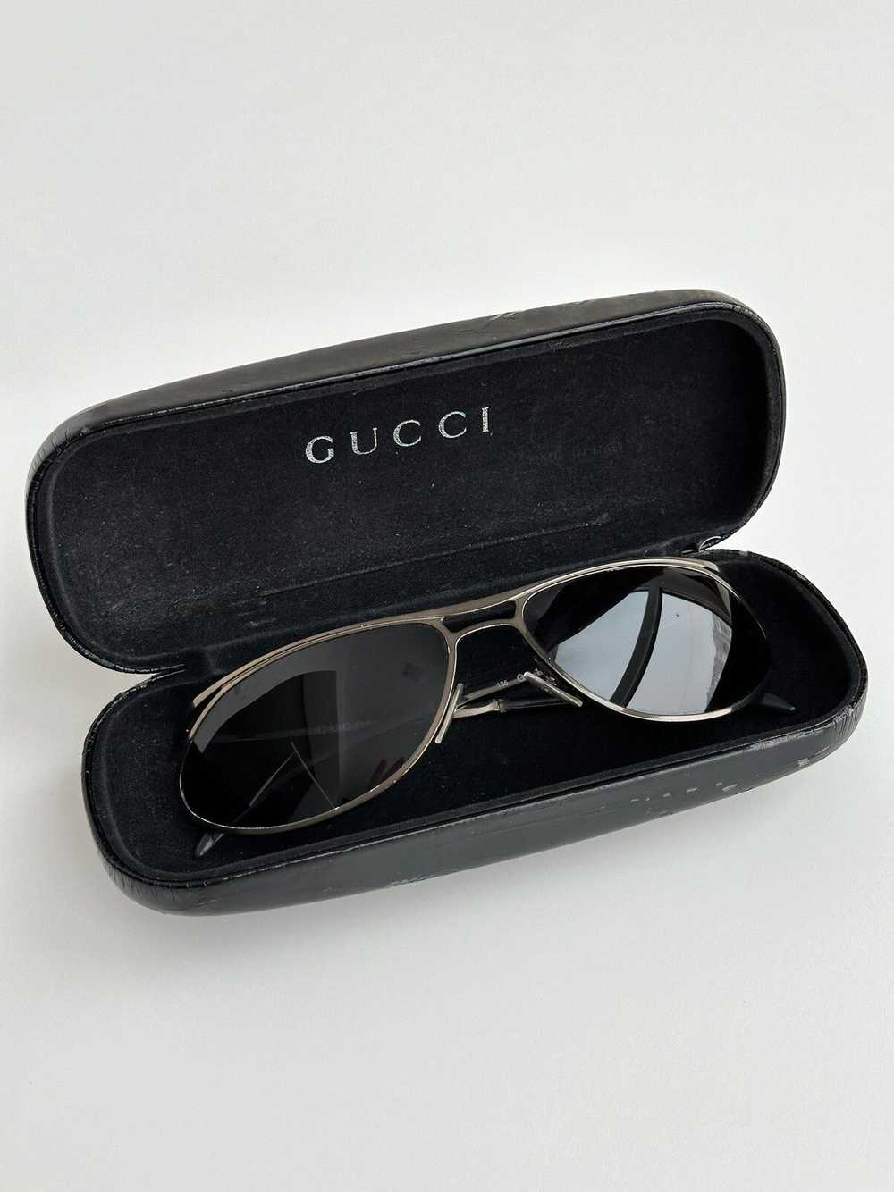Gucci × Vintage Gucci Shield Oval Black Sunglasse… - image 12