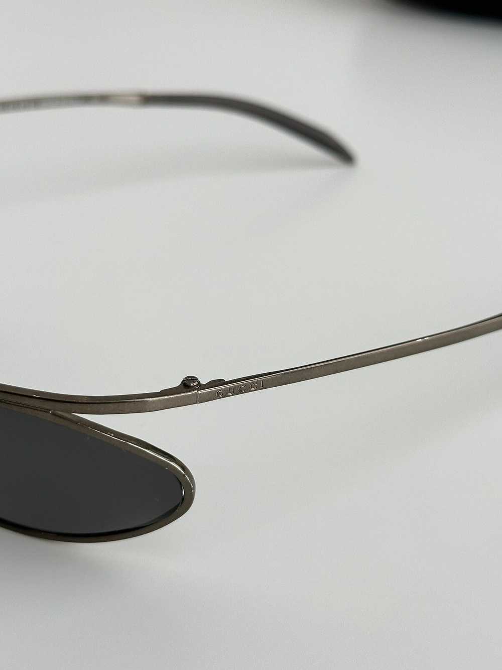 Gucci × Vintage Gucci Shield Oval Black Sunglasse… - image 8