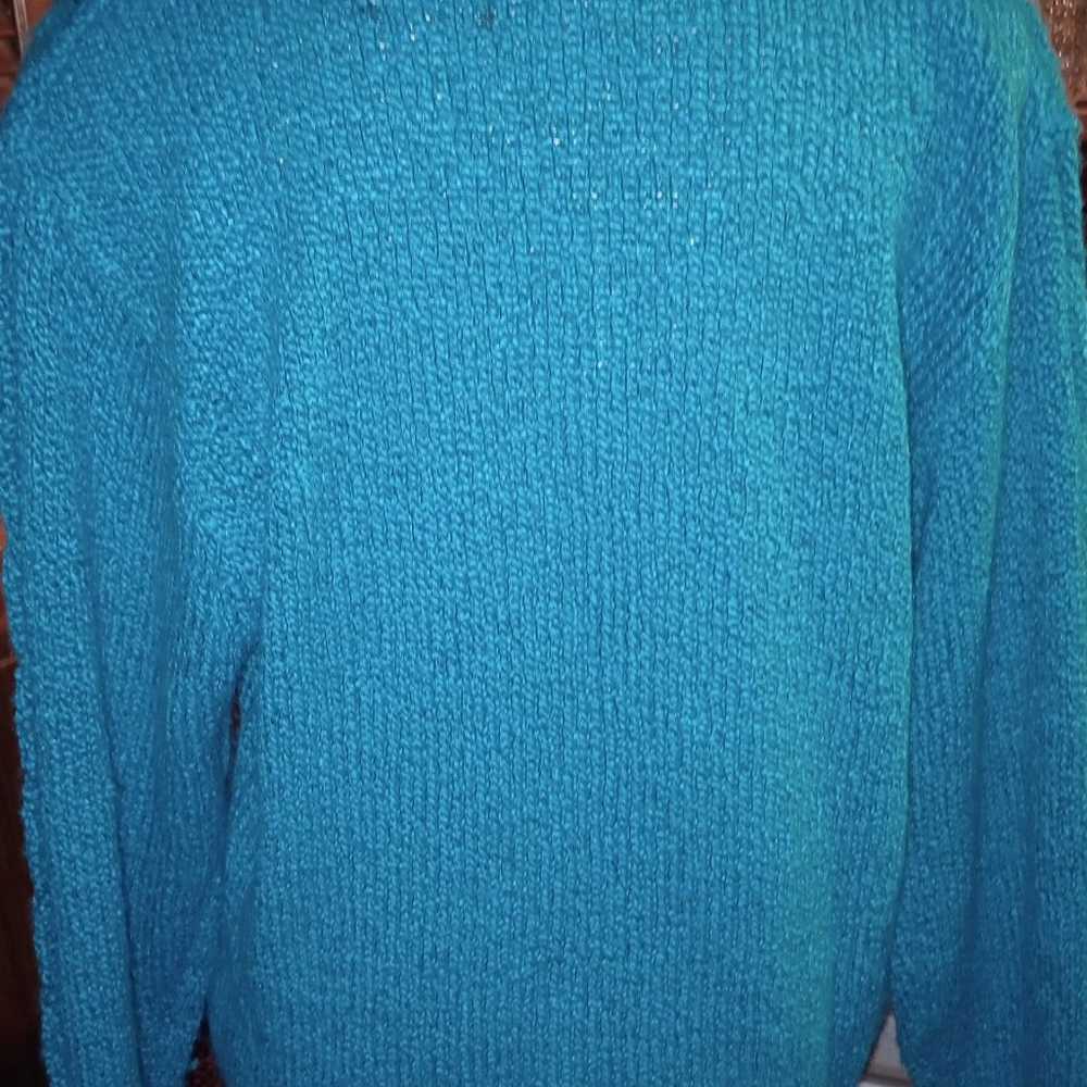 Vintage Ladies Teal Chunky Knit Sweater by TJW by… - image 3