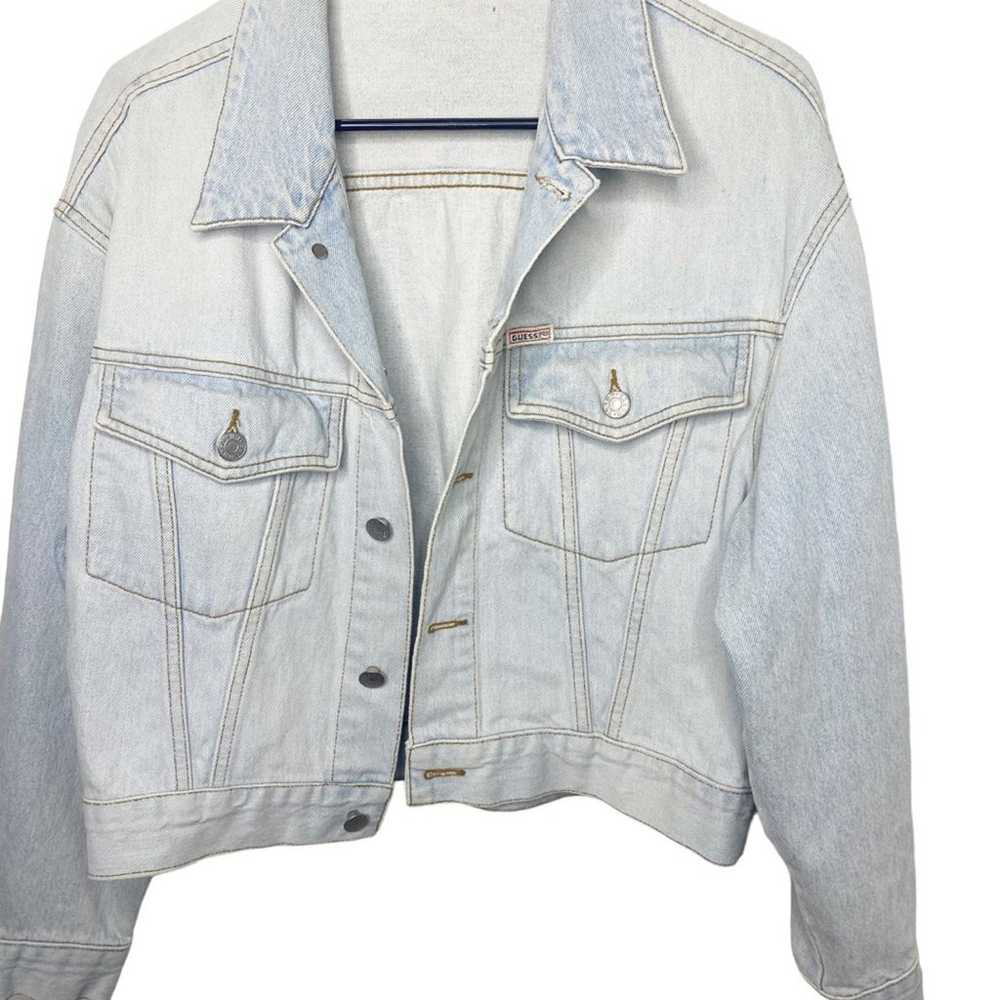 Vintage Guess cropped jean jacket denim 90s size … - image 3