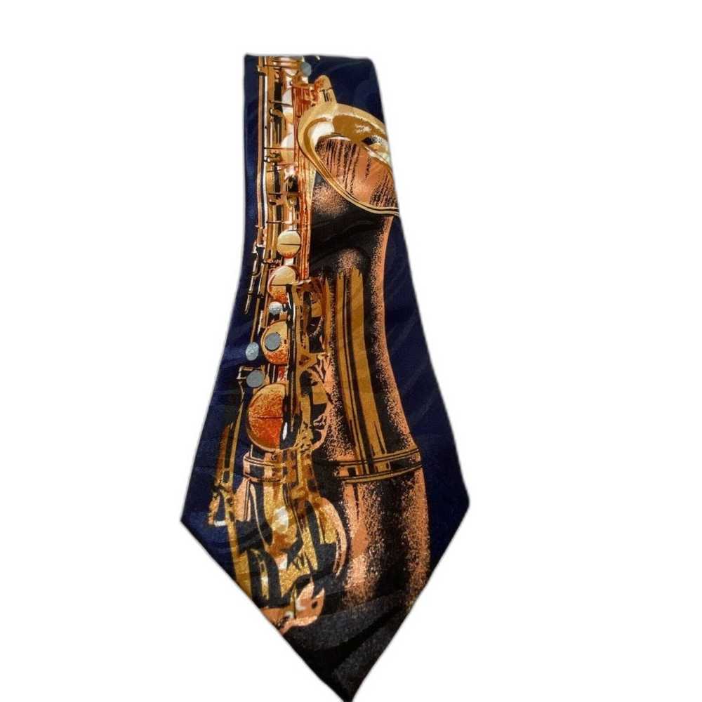 Vintage “Saxophone“ Necktie Men’s Italian Fratell… - image 1