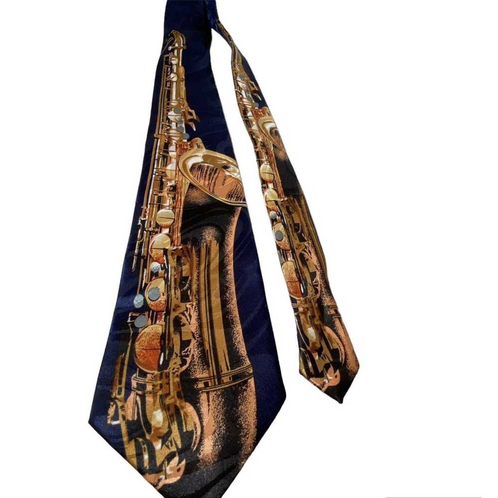 Vintage “Saxophone“ Necktie Men’s Italian Fratell… - image 2