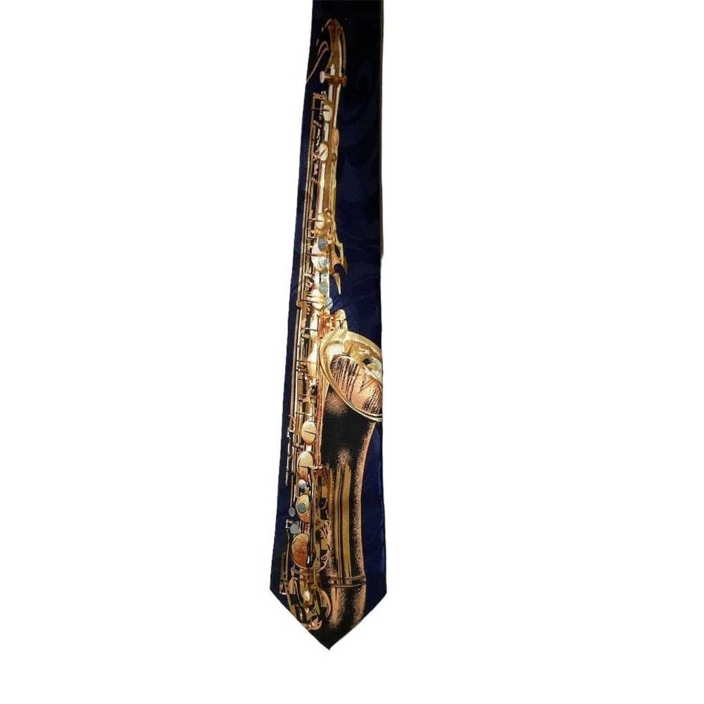 Vintage “Saxophone“ Necktie Men’s Italian Fratell… - image 3