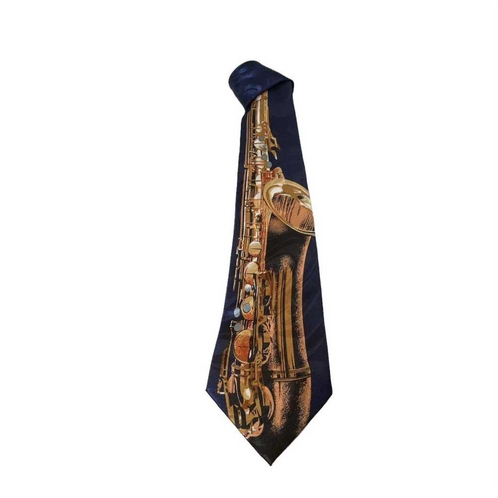Vintage “Saxophone“ Necktie Men’s Italian Fratell… - image 4