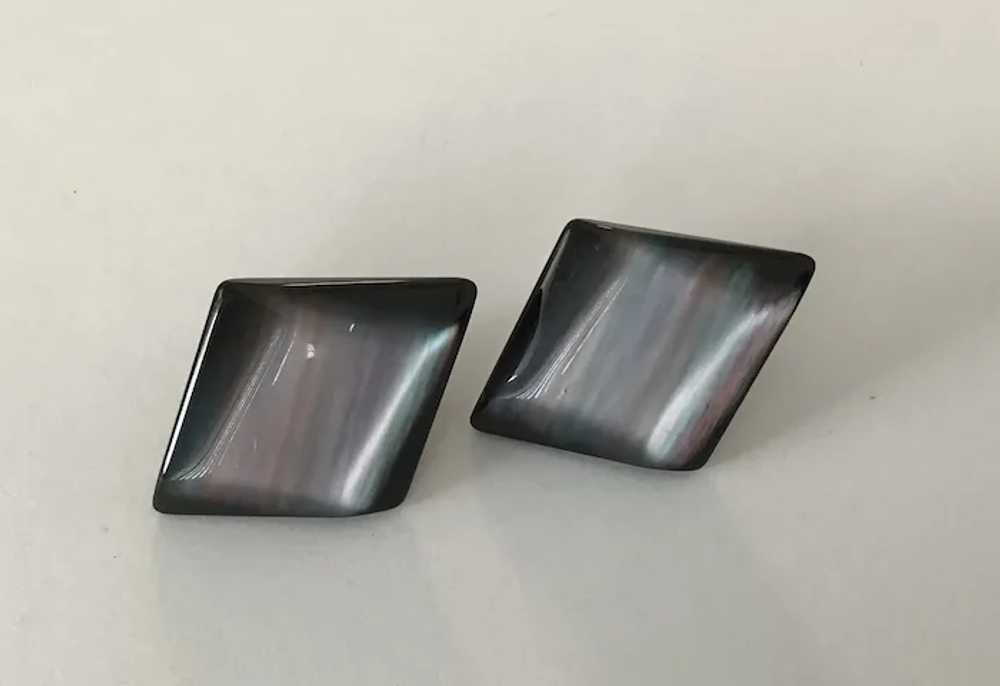 Geometric Black and Pearly Gray Layered Lucite Pi… - image 5