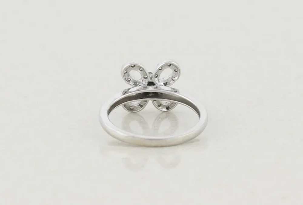 14k White Gold Diamond Ring Bow Flower Ring Size … - image 7