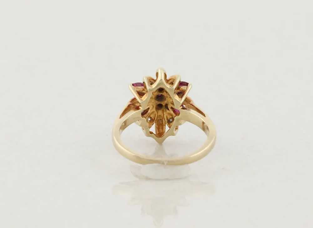 10k Yellow Gold Natural Ruby and Diamond Flower R… - image 7