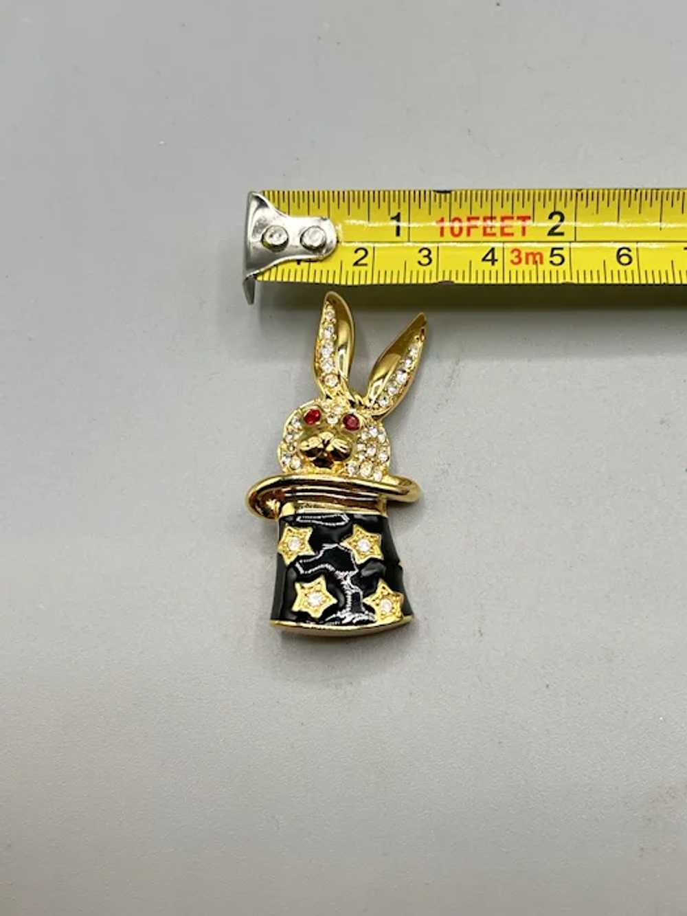 KJL Magic Bunny Rabbit in Magician Hat Pin Brooch… - image 8