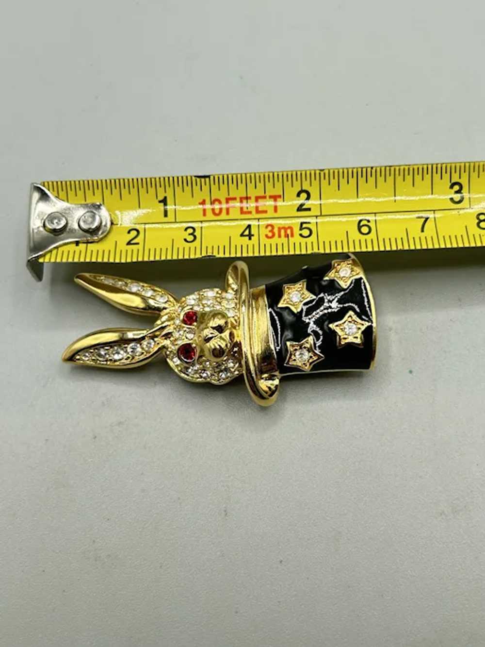 KJL Magic Bunny Rabbit in Magician Hat Pin Brooch… - image 9