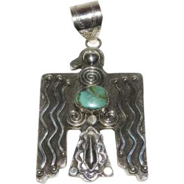 Massive Navajo Thunderbird Pendant Royston Turquo… - image 1