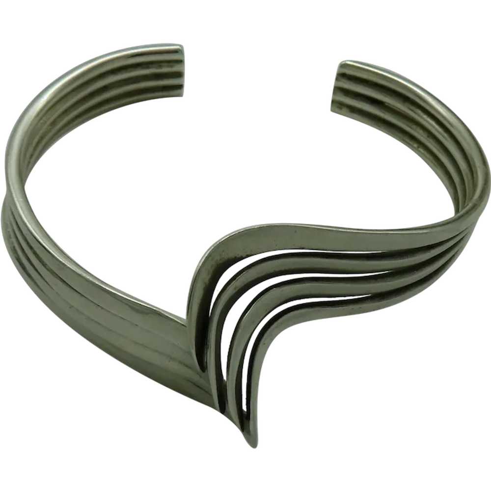 Fabulous Sterling Silver V Wave Cuff Bracelet Mod… - image 1