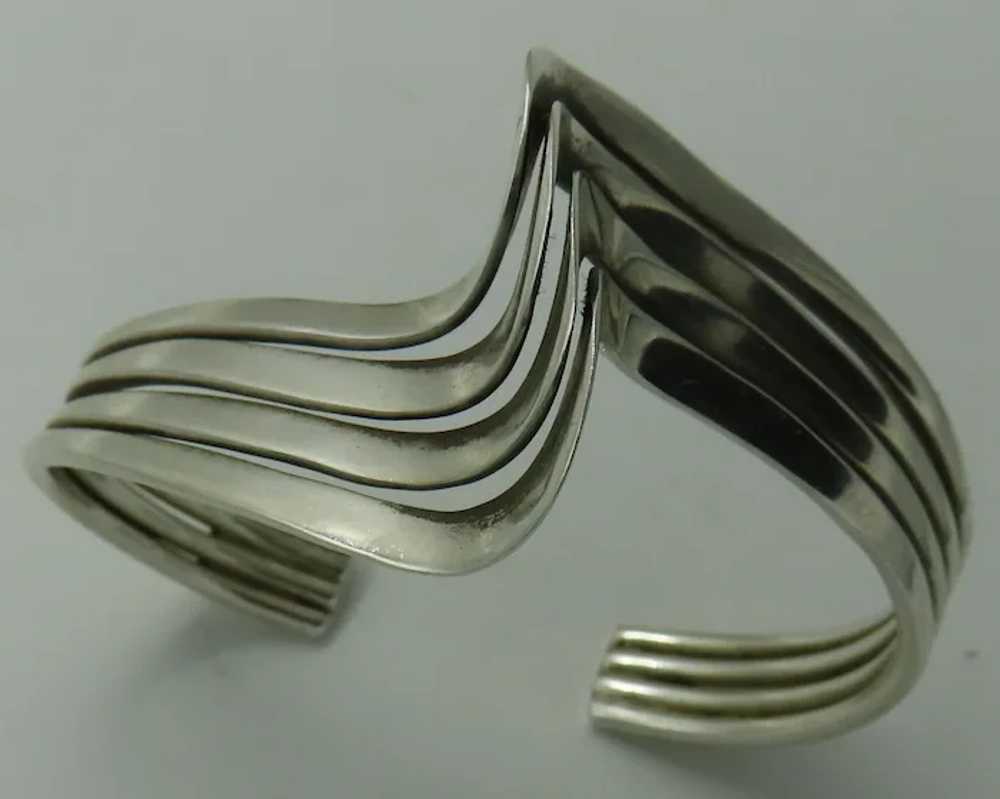 Fabulous Sterling Silver V Wave Cuff Bracelet Mod… - image 2